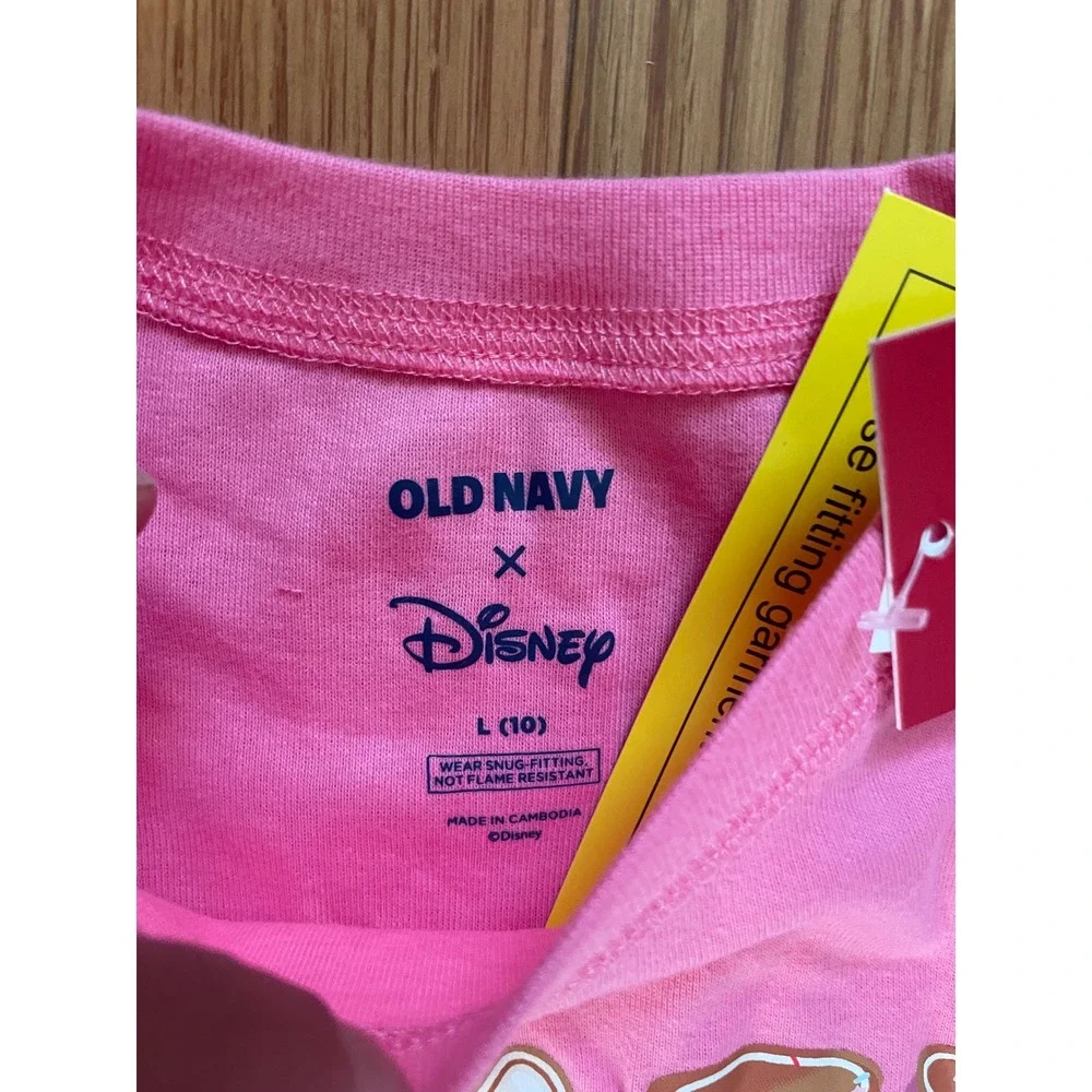 Old Navy Disney Girls Pink Joy Minnie Mouse Gingerbread Holiday Pajama Set L‎ 10
